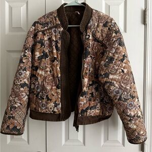 Free People Multicolor Patchwork Bomber Jacket
